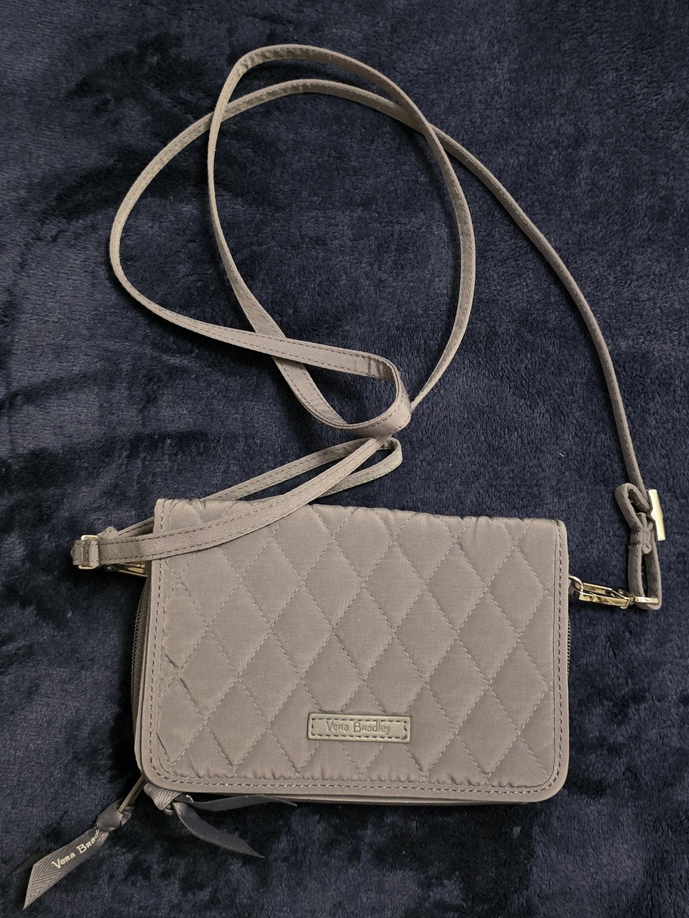 Vera Bradley Quilted Crossbody Bag in Taupe Gray